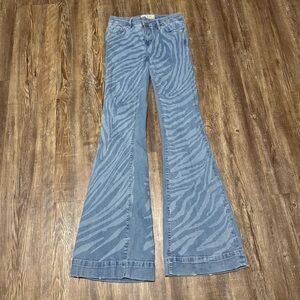 We The Free Stripe Flare Jeans Women's 25 Low Rise Stretchy Festive Denim